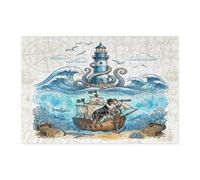 Puzzle nautico con pastore australiano oceano per adulti, 300 pezzi, puzzle stampati in legno con faro marino estivo, decorazione subacquea per l'intrattenimento domestico
