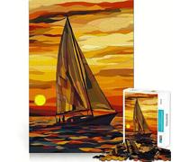 Puzzle "Navigazione al tramonto" da 1000 pezzi per ragazzi, gioco di logica, divertimento e svago, taglio liscio, regalo speciale (38x52cm)