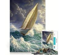 Puzzle "Navigazione attraverso la tempesta" da 1000 pezzi per ragazzi, gioco di logica e svago, taglio liscio, regalo speciale (38x52cm)