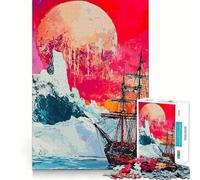 Puzzle "Navigazione sotto una luna cremisi" per adulti, 1000 pezzi, stimola la memoria, gioco di gruppo, assemblaggio, sorpresa di Natale (50x75cm)