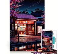 Puzzle "Negozio giapponese notturno con ciliegi in fiore" per ragazzi, 1000 pezzi, gioco di intelligenza, divertimento al chiuso, taglio di qualità, regalo creativo (50x75cm)