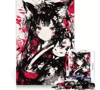 Puzzle Nekomimi Cat di Black Ink per adolescenti, 1000 pezzi, stimolante per la logica, antistress, divertente, con incastro perfetto, regalo di Natale (38x52cm)