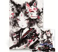 Puzzle Nekomimi con maschera di volpe e Kitsune per adulti, 1000 pezzi, gioco di logica, divertimento rilassante, taglio preciso, lista dei desideri di Babbo Natale (50x75cm)