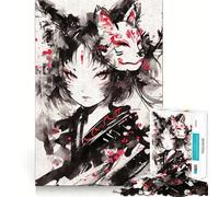 Puzzle Nekomimi con maschera di volpe e Kitsune per adulti, 1000 pezzi, gioco di logica, divertimento rilassante, taglio preciso, lista dei desideri di Babbo Natale (50x75cm)