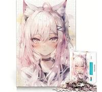 Puzzle Nekomimi con studentessa per adolescenti, 1000 pezzi, gioco di logica fine, morbido, rilassante, bordi puliti, regalo di alta qualità (50x75cm)