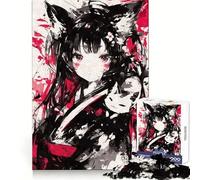 Puzzle Nekomimi Gatto Inchiostro Nero per Ragazzi 1000 Pezzi Sfida Intelligente Rilassante Evasione Fine Lock Bella Regalo (50x75cm)