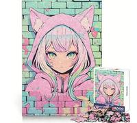 Puzzle Nekomimi Graffiti dai colori pastello per adolescenti, 1000 pezzi, stimola la memoria, gioco al chiuso, assemblaggio di immagini, regalo per le vacanze (50x75cm)