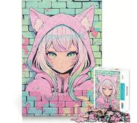Puzzle Nekomimi Graffiti dai colori pastello per adolescenti, 1000 pezzi, stimola la memoria, gioco al chiuso, assemblaggio di immagini, regalo per le vacanze (50x75cm)