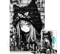 Puzzle Nekomimi Graffiti Nero da 1000 pezzi per adolescenti, gioco di logica, momento di condivisione, taglio di qualità, regalo memorabile (50x75cm)