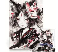 Puzzle Nekomimi Maschera Volpe Kitsune per adulti, 1000 pezzi, gioco per la concentrazione e il relax, bordi netti, Babbo Natale, scegli il tuo desiderio (38x26cm)