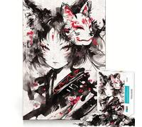 Puzzle Nekomimi Maschera Volpe Kitsune per adulti, 1000 pezzi, gioco per la concentrazione e il relax, bordi netti, Babbo Natale, scegli il tuo desiderio (38x26cm)