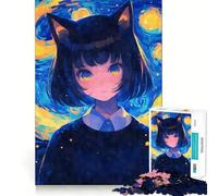 Puzzle Nekomimi Notte Stellata per Ragazzi, 1000 Pezzi, Gioco Logico e Tranquillo, Taglio Perfetto, Una Piacevole Sorpresa 38x52cm