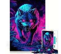 Puzzle Neon Alpha Wolf da 1000 pezzi per adulti e ragazzi, gioco di logica, relax, taglio di precisione, (38x26cm)
