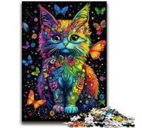 Puzzle Neon Cat da 1000 pezzi per adolescenti, giocattoli avvincenti che stimolano l'intelligenza cerebrale, regali di compleanno per bambini dai 14 anni in su, 50x75cm