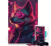 Puzzle Neon City Dog per adulti, 1000 pezzi, gioco per esercizi mentali, relax, design, assemblaggio, (50x75cm)