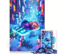 Puzzle Neon City Flyer da 1000 pezzi per adulti, gioco di logica fine, divertente e silenzioso, bordi puliti, regalo memorabile (38x52cm)