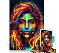 Puzzle Neon Cyber Beauty Art per adulti, 1000 pezzi, gioco per esercizi mentali, relax, design, assemblaggio, (38x52cm)