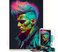 Puzzle Neon Cyberpunk Punk per adolescenti, 1000 pezzi, gioco di logica fine, morbido, rilassante, bordi puliti, regalo premium (38x26cm)