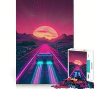 Puzzle Neon Desert Drive da 1000 pezzi per adulti, gioco di abilità mentale, facile da assemblare, regalo stagionale (50x75cm)