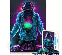 Puzzle Neon DJ da 1000 pezzi per adulti, gioco di abilità mentale, facile da assemblare, regalo stagionale (50x75cm)