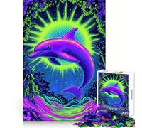 Puzzle Neon Dolphin Sunset per adolescenti, 1000 pezzi, gioco per allenare la mente, rilassante, con immagini da assemblare, una piacevole sorpresa (38x26cm)