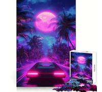 Puzzle Neon Drive Under The Moon da 1000 pezzi per adulti, gioco per allenare la mente, divertimento rilassante, opera d'arte da assemblare (38x26cm)