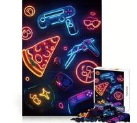 Puzzle Neon Gaming Pizza da 1000 pezzi per ragazzi, gioco di logica, hobby silenzioso, bordi lisci, (38x52cm)