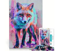 Puzzle Neon Glitch Fox da 1000 pezzi per adulti, gioco per allenare la mente, per momenti di relax, design e assemblaggio, regalo creativo (38x52cm)