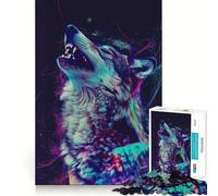 Puzzle Neon Glitch Wolf da 1000 pezzi per adulti, gioco per allenare la mente, per momenti di relax, design e assemblaggio, regalo creativo (38x26cm)