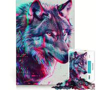 Puzzle Neon Glitch Wolf per adolescenti, 1000 pezzi, gioco per allenare la mente, rilassante, con immagini da assemblare e una piacevole sorpresa (50x75cm)