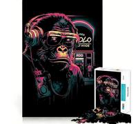 Puzzle Neon Gorilla da 1000 pezzi per adolescenti, gioco rilassante per allenare la mente, attività artistica da assemblare, regalo festivo (38x26cm)