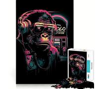 Puzzle Neon Gorilla da 1000 pezzi per adulti, gioco intelligente e antistress, assemblaggio con motivo a sorpresa (38x52cm)