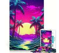 Puzzle Neon Horizon Rhythms per adulti, 1000 pezzi, gioco per esercizi mentali, relax, design, assemblaggio, (38x52cm)