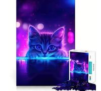 Puzzle Neon Kitten da 1000 pezzi per adolescenti, ideale per rafforzare la memoria, perfetto per la casa e il tempo libero, con bordi puliti e un regalo prezioso (38x52cm)