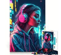 Puzzle Neon Lofi Cyberpunk da 1000 pezzi per adulti e ragazzi, stimolante per la mente, ideale per gruppi, con bordi precisi e design elegante (38x52cm)