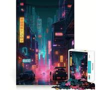 Puzzle Neon Lofi Cyberpunk da 1000 pezzi per adulti, regalo, migliora la memoria, tranquillo, rilassante, con bordi affilati, artistico (38x26cm)