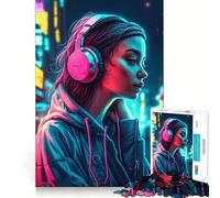 Puzzle Neon Lofi Cyberpunk da 1000 pezzi per adulti, regalo, migliora la memoria, tranquillo, rilassante, dai bordi netti, artistico (50x75cm)