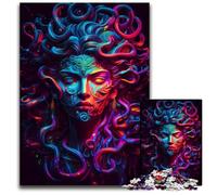 Puzzle Neon Medusa per adulti, puzzle in legno da 1000 pezzi per adulti, perfetti per il divertimento in famiglia, giochi di società, bomboniere per feste di compleanno, 50x75CM/19,68x29,52 pollici.