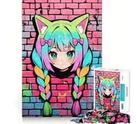 Puzzle Neon Nekomimi Graffiti da 1000 pezzi per adolescenti, rompicapo divertente per il tempo libero, arte da assemblare e da collezione (38x52cm)