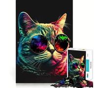 Puzzle Neon NERD Cat da 1000 pezzi per adolescenti, gioco per allenare la mente, facile da assemblare, regalo elegante (50x75cm)