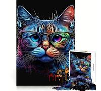 Puzzle Neon NERD Cat da 1000 pezzi per adolescenti, gioco rilassante per allenare la mente, attività artistica e di assemblaggio, regalo festivo (50x75cm)
