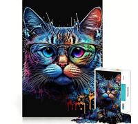 Puzzle Neon NERD Cat da 1000 pezzi per adolescenti, gioco rilassante per allenare la mente, attività artistica e di assemblaggio, regalo festivo (50x75cm)