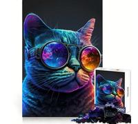 Puzzle Neon NERD Cat da 1000 pezzi per adulti e ragazzi, stimolante per lo sviluppo delle capacità cognitive, ideale per gruppi, con bordi precisi e un regalo elegante (38x26cm)