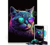 Puzzle Neon NERD Cat da 1000 pezzi per adulti, gioco di puzzle per allenare la mente, momento di condivisione, arte, assemblaggio, regalo elegante (50x75cm)