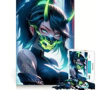 Puzzle Neon Oni da 1000 pezzi per adolescenti, gioco per allenare la mente, attività artistica da fare in famiglia, regalo creativo (38x52cm)