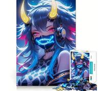 Puzzle Neon Oni Girl da 1000 pezzi per adulti e ragazzi, gioco di logica, divertente da assemblare, taglio preciso, (38x52cm)