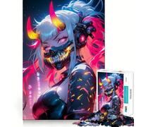Puzzle Neon Oni Girl per adolescenti, 1000 pezzi, gioco per allenare la mente, rilassante, con immagini da assemblare e una piacevole sorpresa (38x52cm)