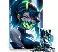 Puzzle Neon Oni per adolescenti da 1000 pezzi, gioco intelligente di logica, per interni, bordi lisci, pezzo da collezione (50x75cm)