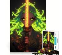 Puzzle Neon Samurai Girl per adolescenti, 1000 pezzi, gioco per allenare la mente, rilassante, con immagini da assemblare e una piacevole sorpresa (38x26cm)