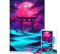 Puzzle Neon Torii Under A Crimson Moon da 1000 pezzi per adulti, gioco intelligente, antistress, assemblaggio di modelli, una piacevole sorpresa (50x75cm)